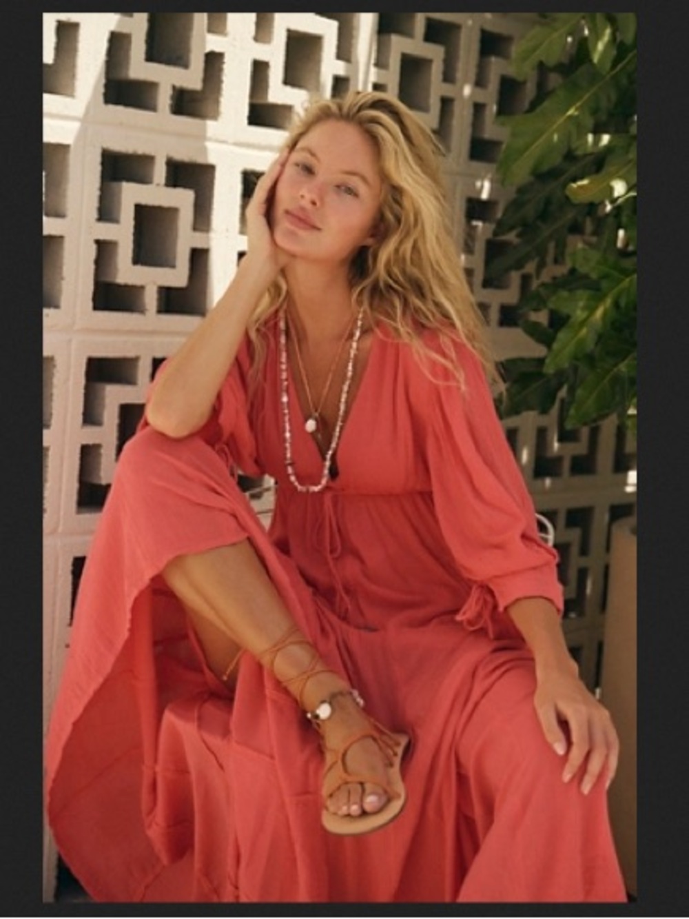 Free People Just Like Paradise Coral Maxi Dress